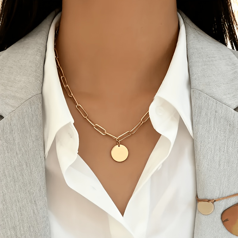 Women's Stylish Punk Chain Round Disc Necklace